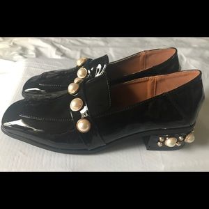 New Pearl Embellished, Patent Leather Loafers
